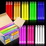 PartySticks Glow Sticks Party Supplies for Kids and Adults (50pk Assorted) - 6 Inch Bulk Glow Light Up Sticks Party Favors, Glow in the Dark Party Decorations, Waterproof Nontoxic Glow Necklaces