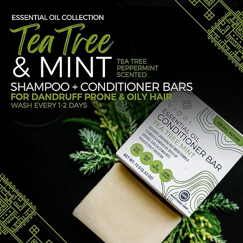 Miniatura 2 de Viori Barra acondicionadora de aceite esencial de menta de árbol de té, hecha con agua de arroz y vitaminas para la salud del cabello, barra