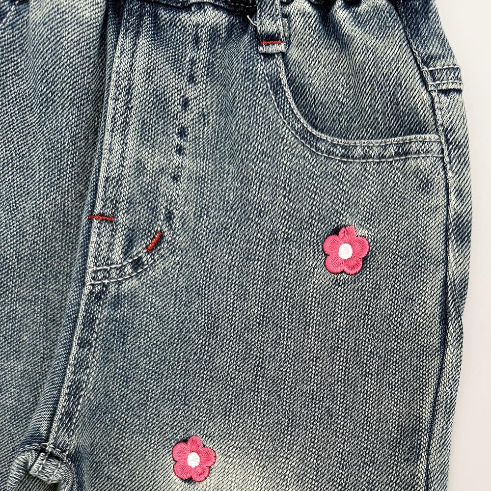 Peacolate 3-7T Frühling Herbst kleine Mädchen 2pcs Kleidung Set Strickpullover und bestickte Jean... Ansicht 7