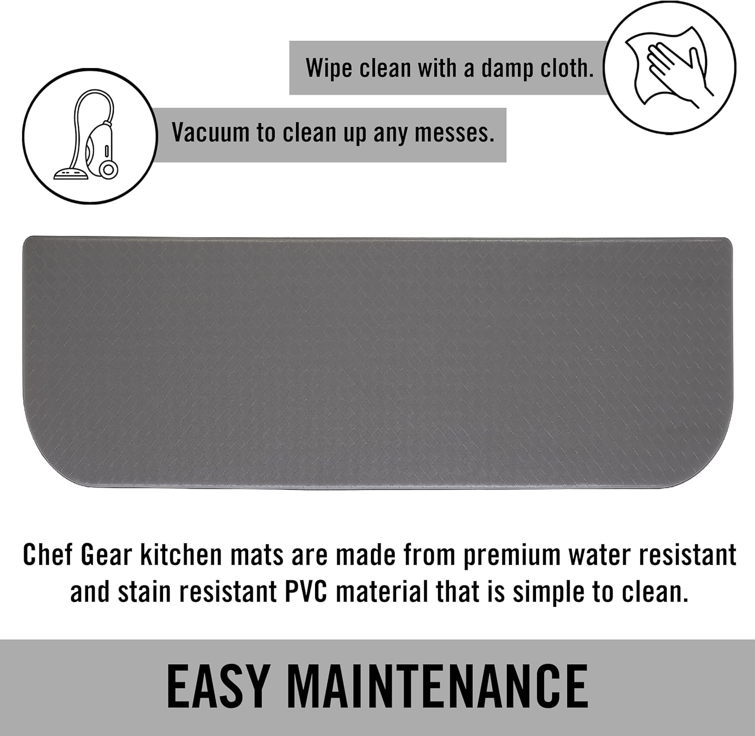 Charcoal Gray PVC Semi-Circle Anti-Fatigue Kitchen Mat