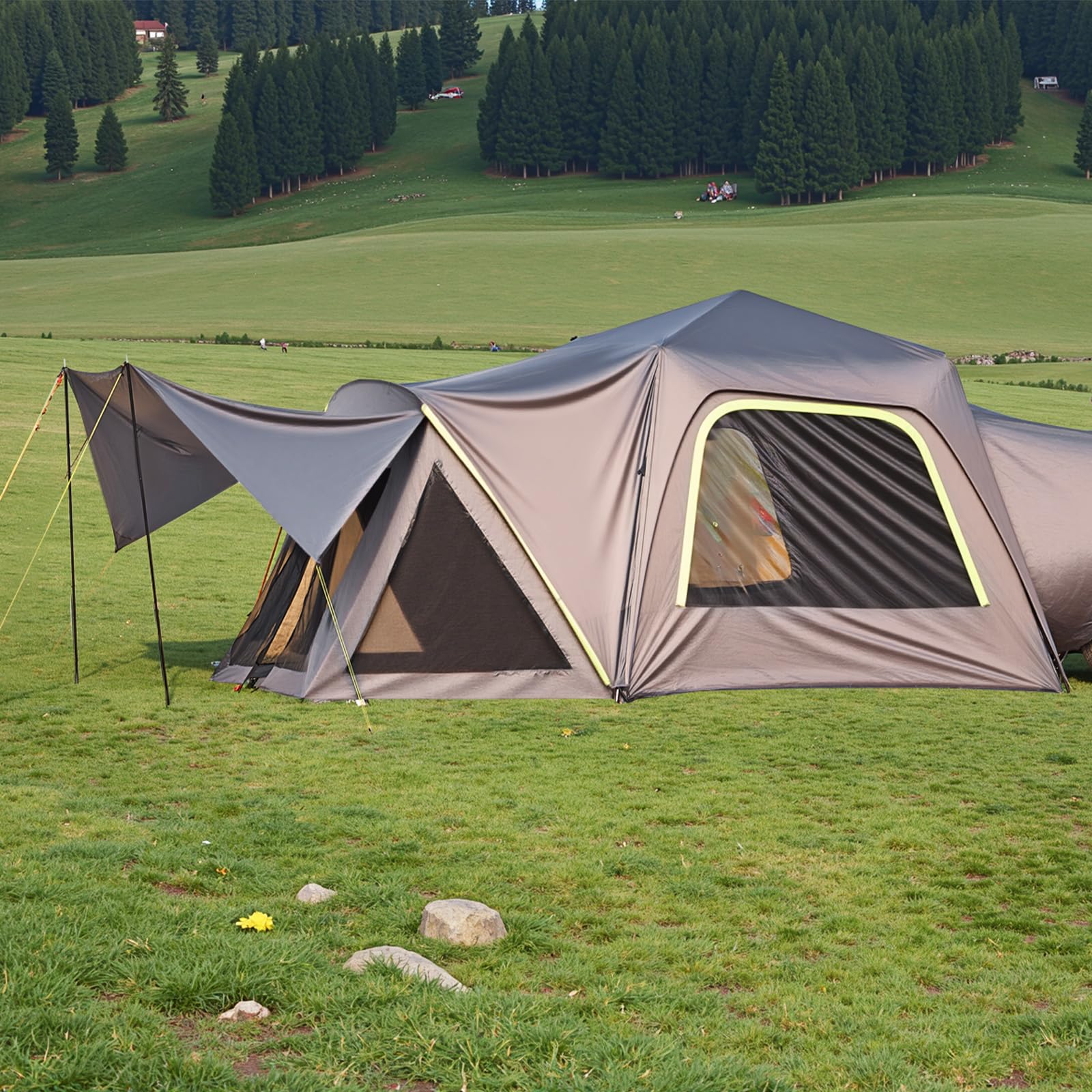 VEVOR SUV-Zelt Camping Auto-Zelt (305 x 310 x 230 cm) wasserdichtes PU2000 geräumiges Doppelschicht-Design für 5-8 Personen, SUV-Campingzelt mit Schattenmarkise & Netzfenstern & Regendach & Tasche
