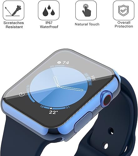 Miniatura 4 de Misxi Paquete de 2 - Funda impermeable, antiarañazos con botón para Apple Watch Series 6, SE, Series 5, Series 4, de 44 mm, funda rígida de