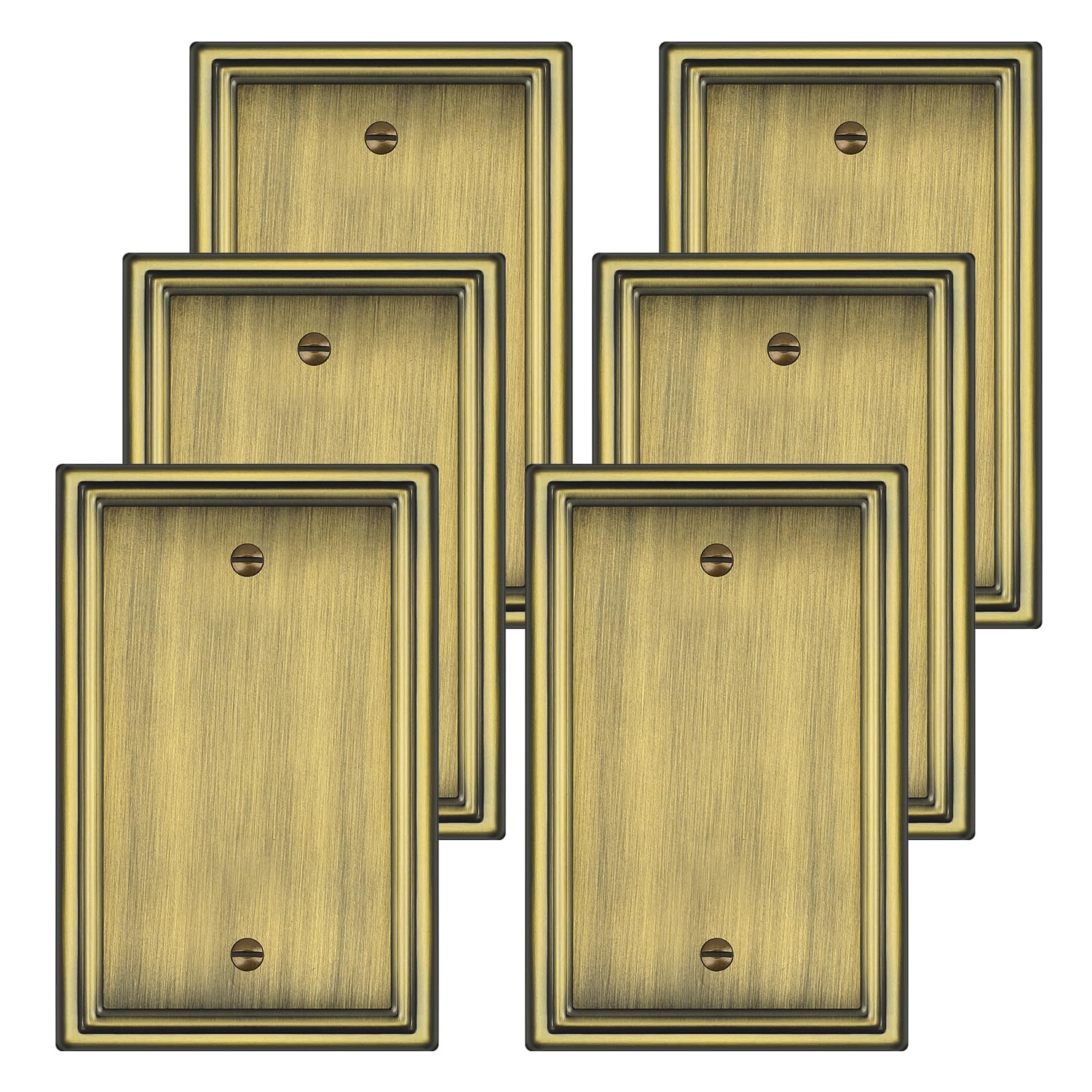 Placca decorativa in ottone anticato per interruttore della luce, materiale metallico, 1 banda, per interruttore della luce vuota, copertura singola vuota – stile classico, confezione da 6