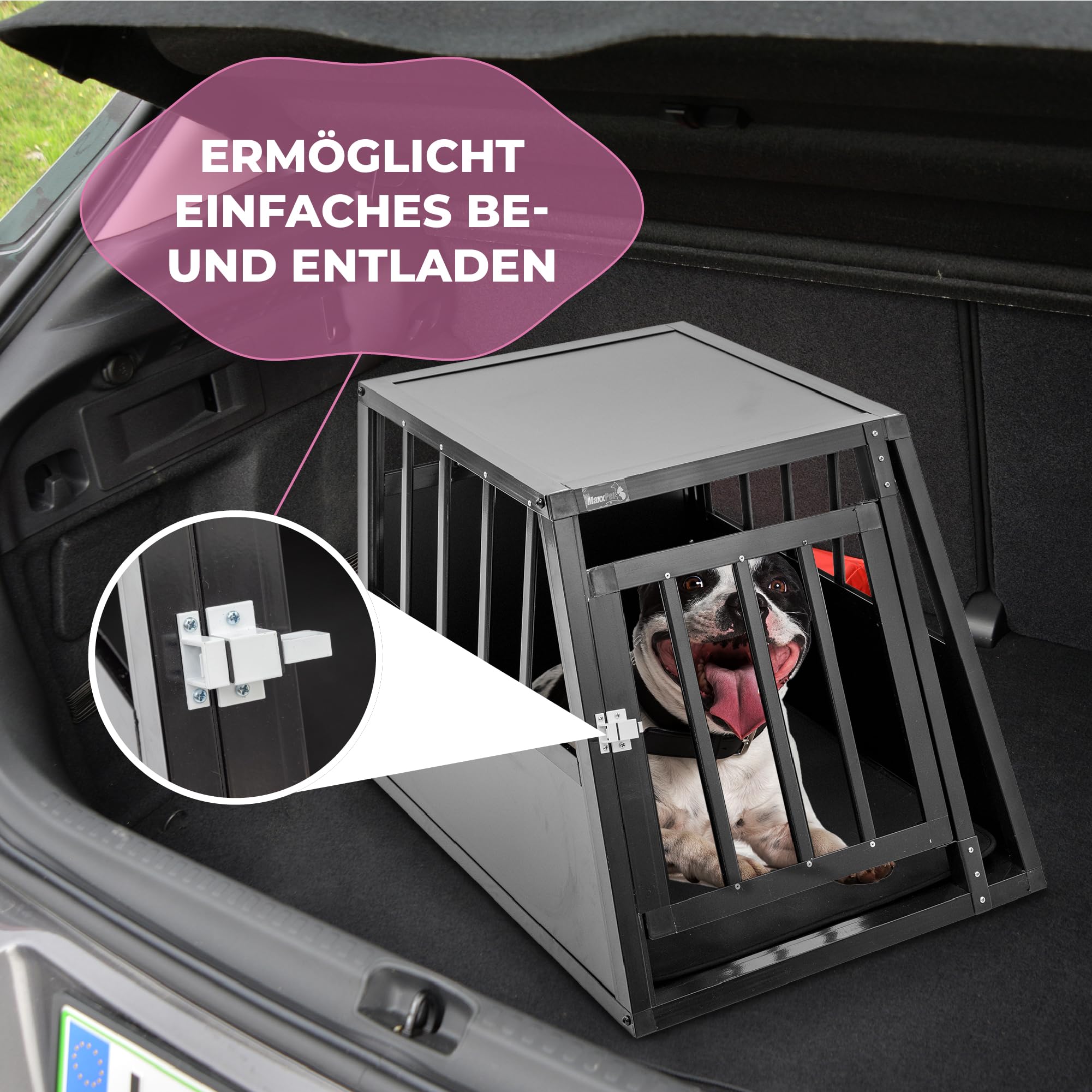 MaxxPet Hundebox Auto Faltbar - 1 Tür - Transportbox Katze & Hund - Hundetransportbox Auto - Hundetragetasche - Reise & Transport für Hunde - 54x69x50 cm