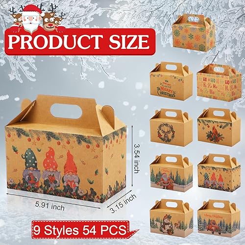 Miniatura 2 de Pasimy 48 cajas de regalo de Navidad, cajas de regalo de Navidad a dos aguas, cajas de galletas de dulces navideños, cajas de cartón con asas para