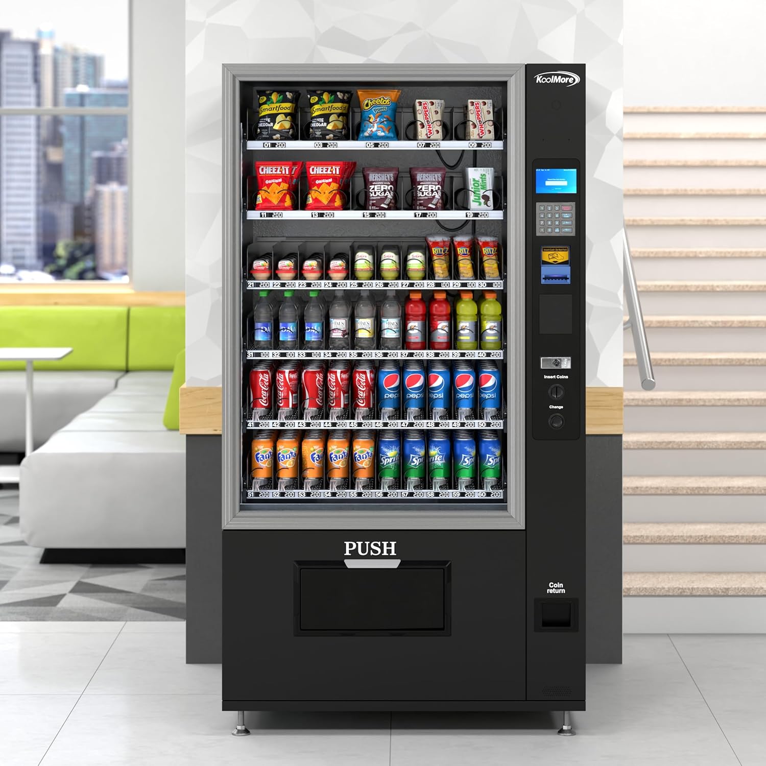 KoolMore Refrigerated Snack Vending Machine with 60 Slots and Coin/Bill Acceptor in Black (KM-VMR-40-BC)