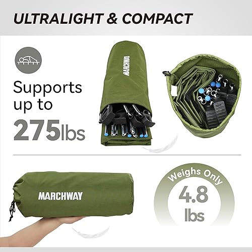 Miniatura 6 de MARCHWAY - Cama de campamento ultraligera plegable, portátil y compacta para viajes al aire libre, base de campamento, senderismo, montañismo, Verde