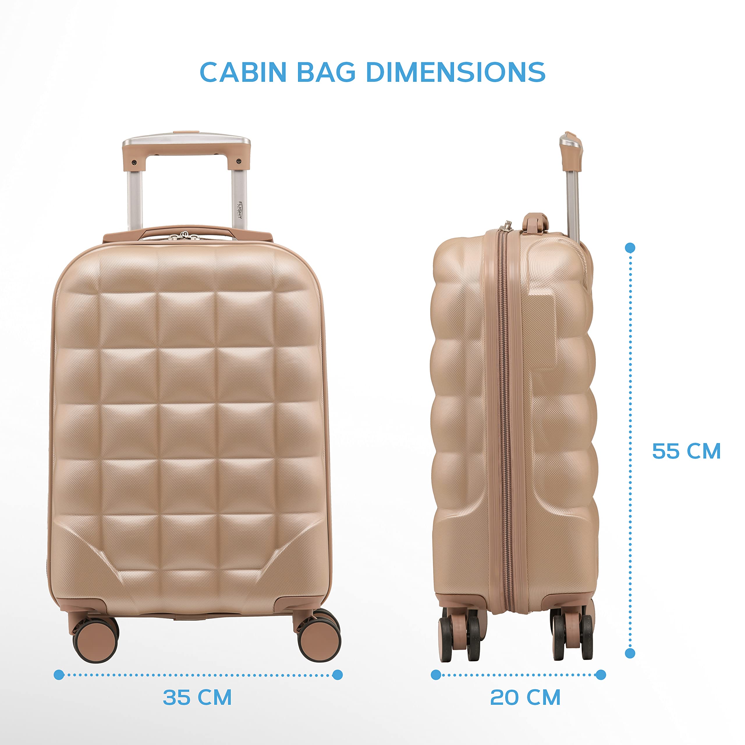 Flight Knight Bubble Suitcase Ryanair easyJet Jet2 Approved 8 Wheel Hardcase Suitcases Cabin or Medium & Large Check-in Sizes