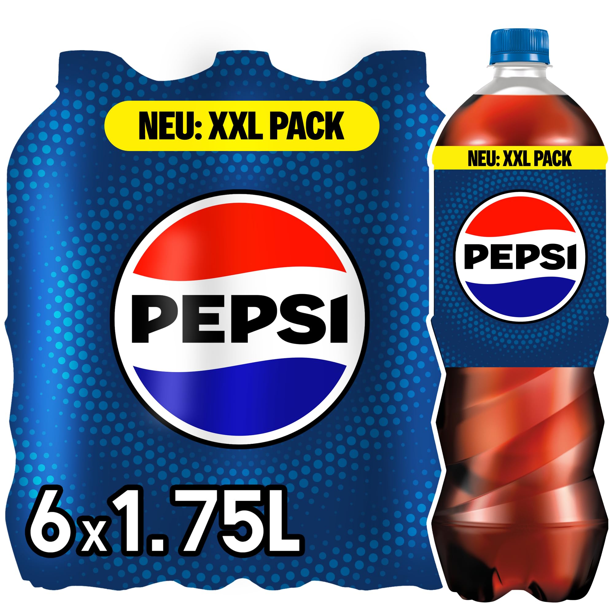 Pepsi Cola, Das Original von Pepsi, Koffeinhaltige Cola in Flaschen, EINWEG (6 x 1.75 l)