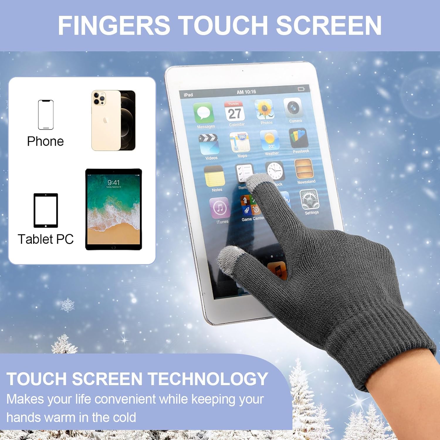 JaGely 9 Pcs Kids Winter Hat Glove Scarf Set Toddler Knit Beanie Cap Warm Neck Warmer Scarf Touchscreen Glove for 5-14 Years - Image 4