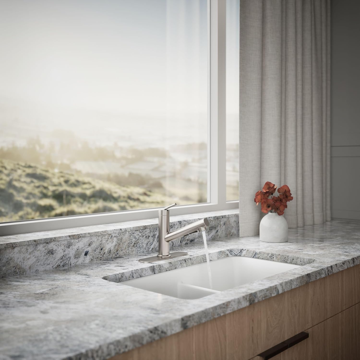 KOHLER 22976-VS Crue Pull-Out Kitchen Faucet, Pull Out Sprayer, Single-Handle, Utility Faucet, Vibrant Stainless