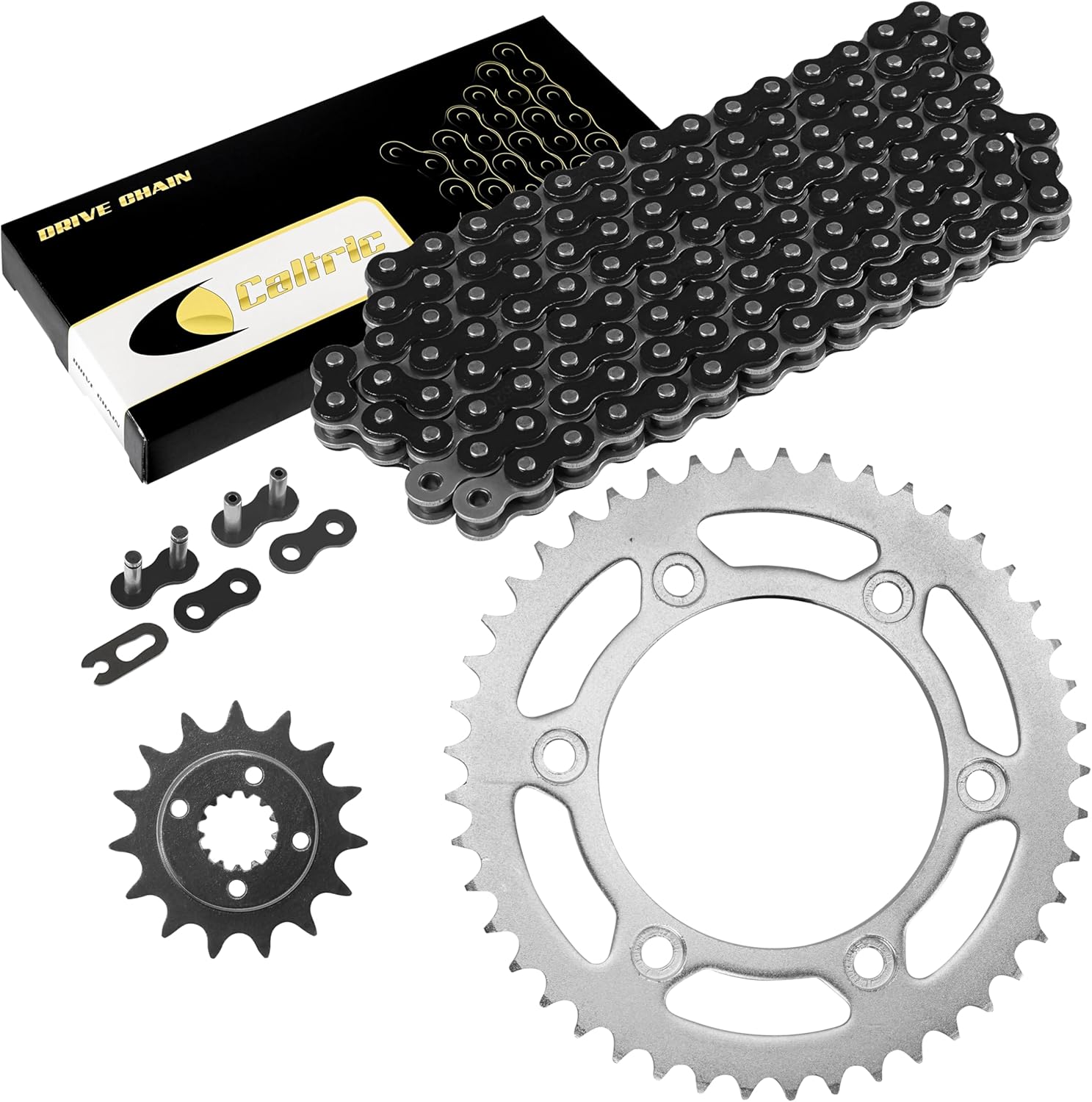 Caltric Black Drive Chain And Sprocket Kit Compatible with Honda Xr650L 1993-2018