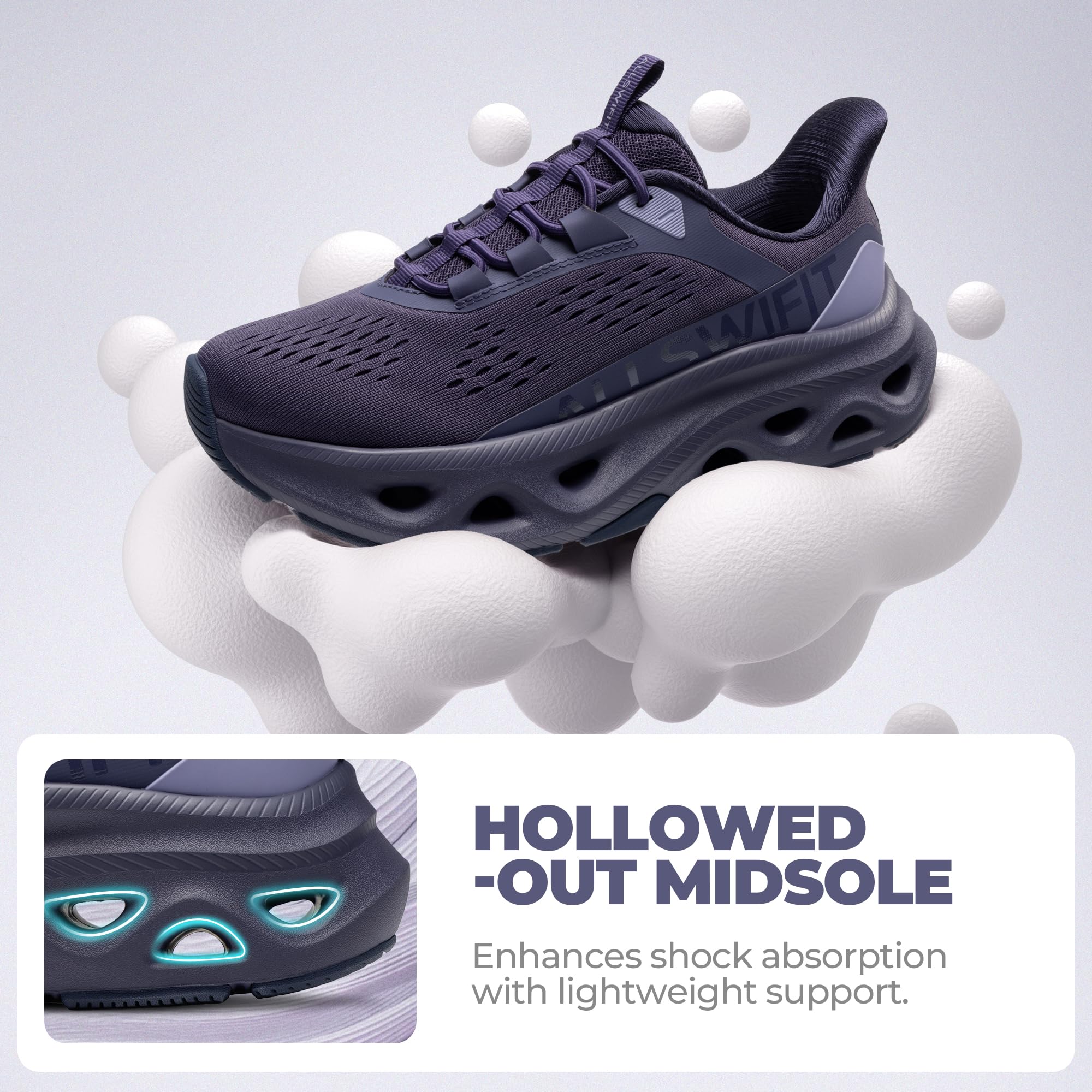ALLSWIFIT Zapatillas de senderismo para mujer, sin cordones, con manos libres, antideslizantes, cómodas, para entrenamiento, gimnasio, atletismo, casual, transpirables, para correr, tenis MoveSlide
