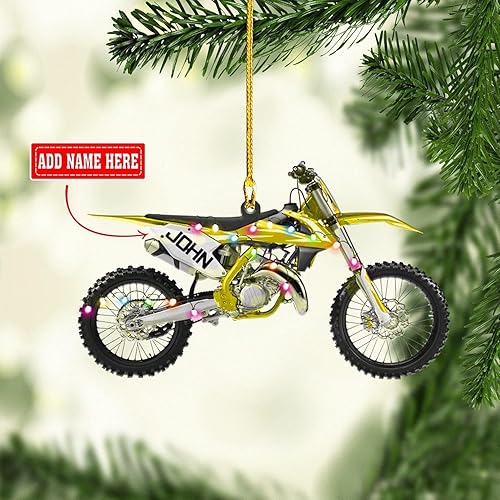 Miniatura 4 de NAZENTI Adorno personalizado de motocicleta, adornos personalizados para árbol de Navidad, adornos de Navidad de motocross, regalos de motocross