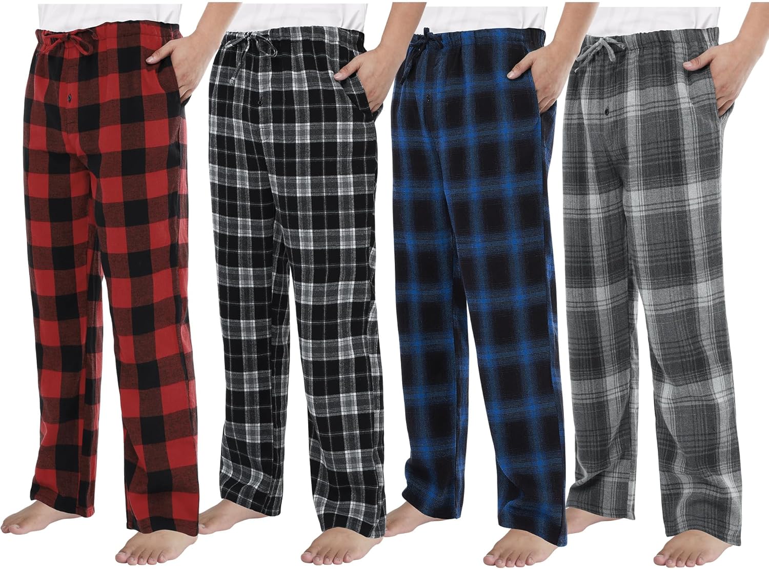 Motarto Men's Pajama Pants Flannel Plaid Pajama Pants Sleep & Lounge PJ Bottoms Warm Sleepwear Pants with Drawstring Pockets