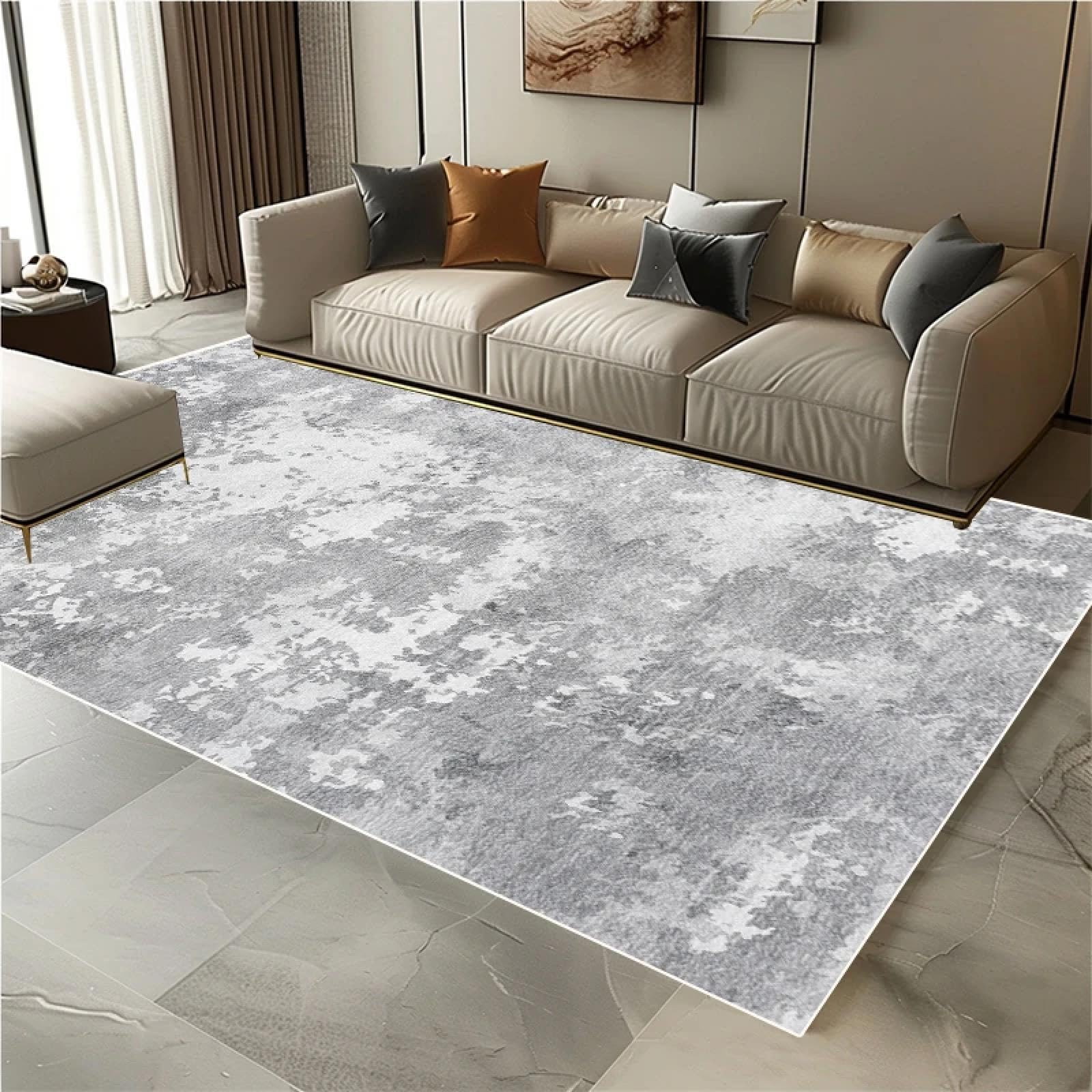 Tapis de sol de couleur claire lavable pour salon chaleureux