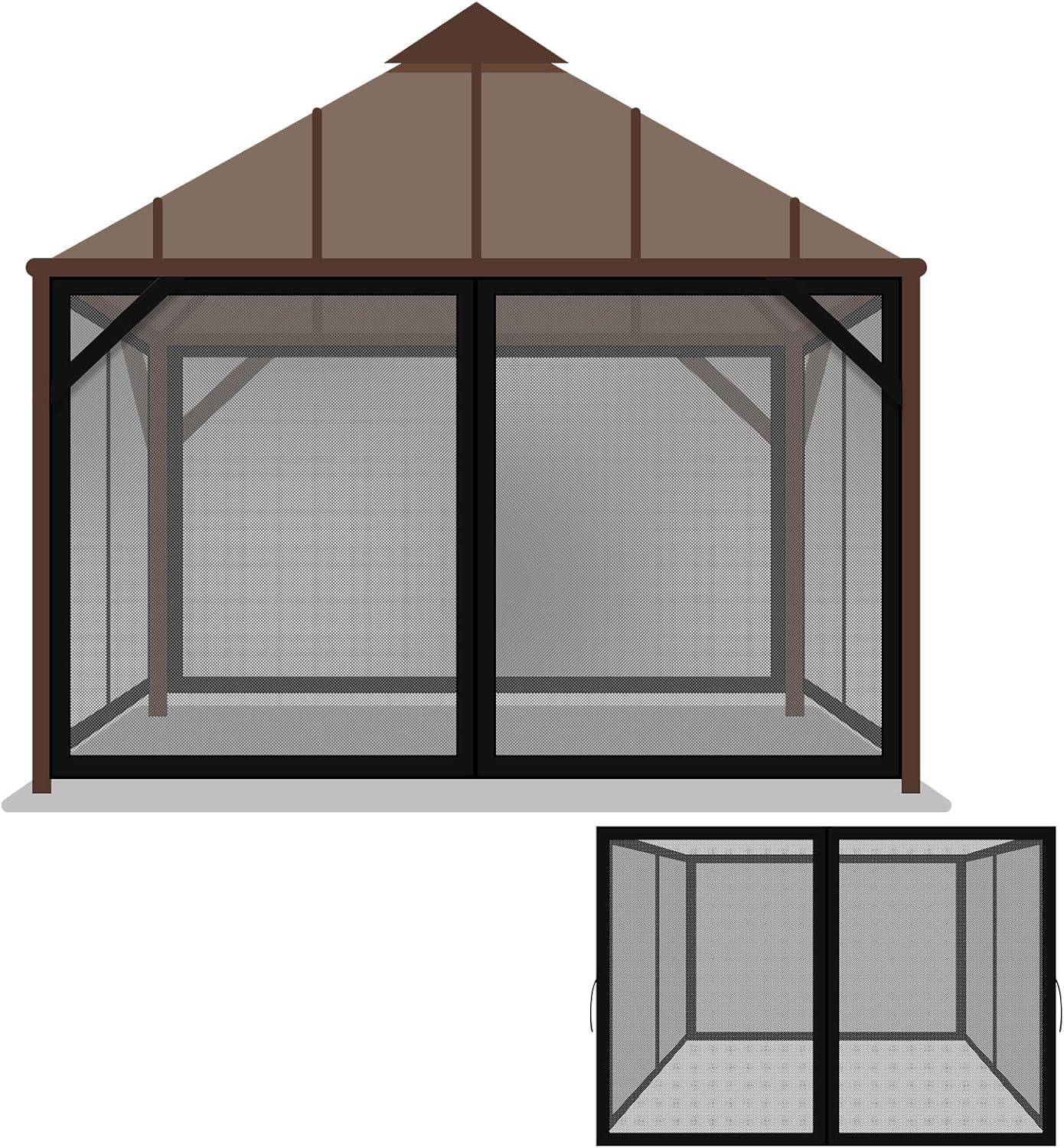 Tatuo Universal Replacement Mosquito Netting for Patio Gazebo Mosquito
