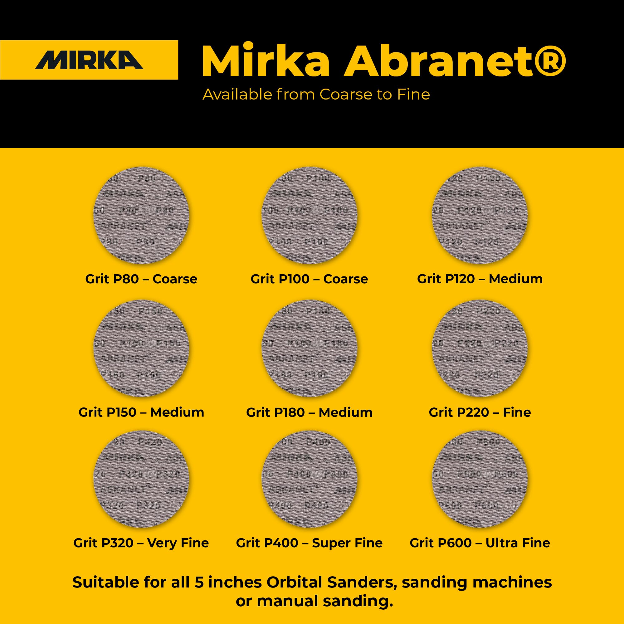 Mirka Abranet 9A-232-120 - Disco de lija de 12,7 cm, grano 120, 50 unidades