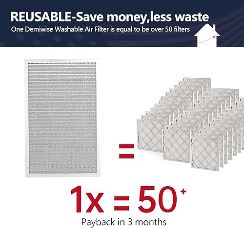 Miniatura 2 de Demiwise Filtro de aire electrostático de 14 x 25 x 1, filtro de horno de aluminio lavable de 8 etapas para ACHVAC, filtro de aire permanente