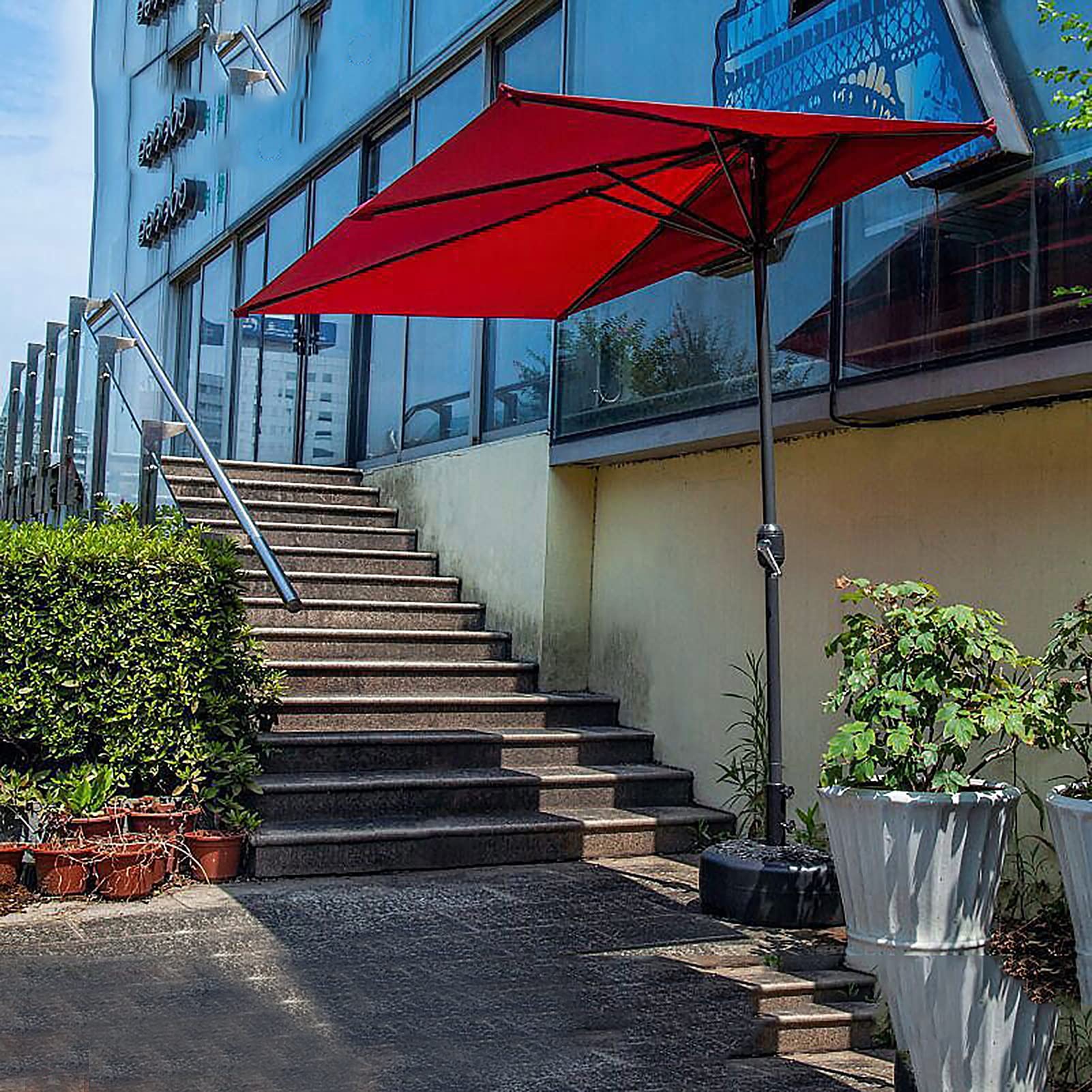 ZHZHZ Against The Wall Half Square Parasol Waterproof Patio Umbrella Outdoor Market Table Umbrellas,Heavy Duty Garden Balcony Sun Shade Cover : Patio, Lawn & Garden