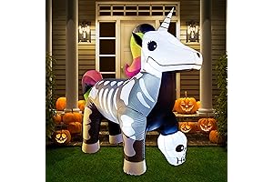 6 FT Inflatable Skeleton Unicorn with Rainbow Tail