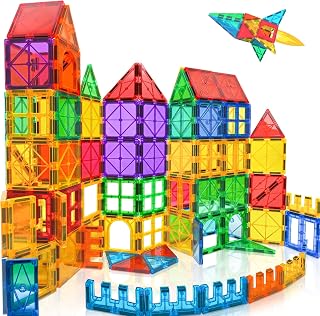 100pcs Magnetic Tiles Magnetic Building Blocks for Toddlers 3 4 5 6 7 Year Old Boys Girls Educational Magnet Blocks Christmas Birthday Gift Toys for Kids Ages 4-8 Sensory Toys 1-3