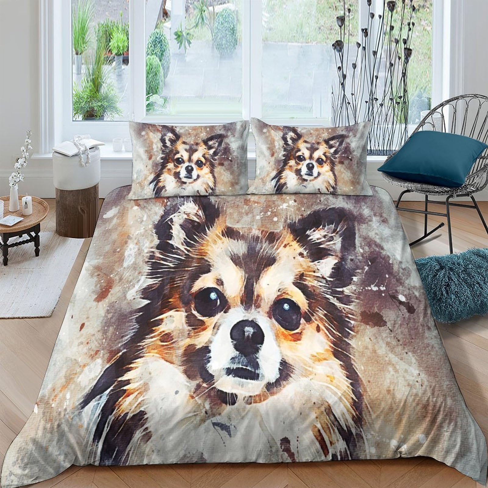 Ctjqhvkz Style-6 3D Printed Realistic Dog Fitted Sheet Microfiber Soft Animal Art Bed Cover For Bedroom Guest Room Mattress Protection Single（135X200cm）