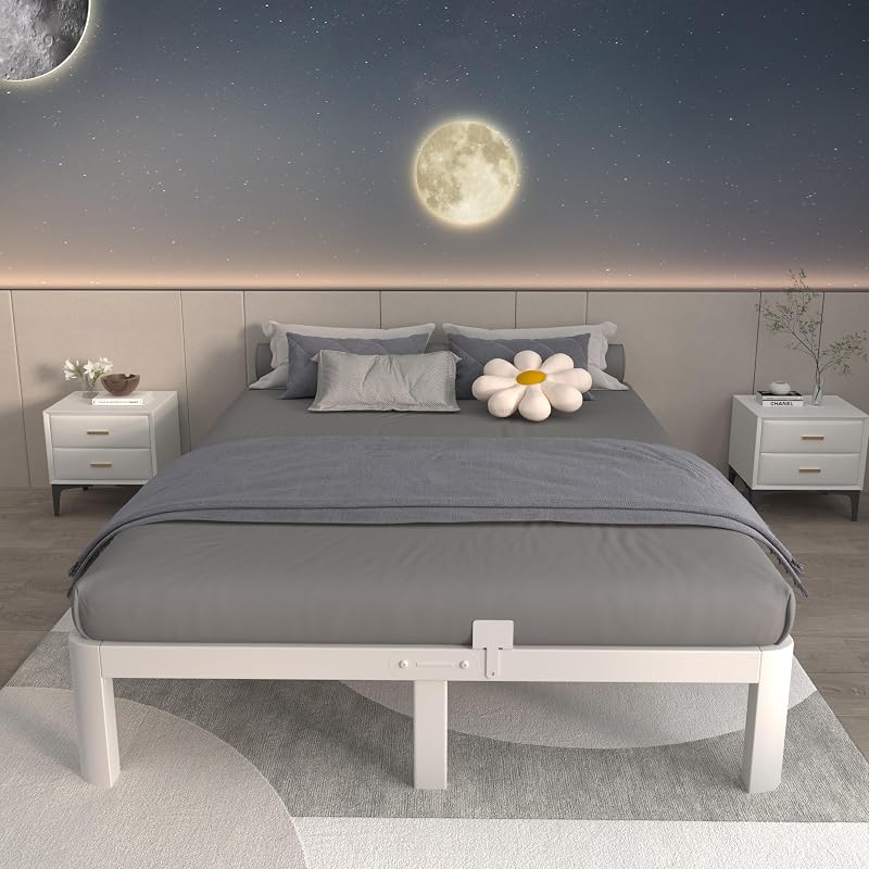 ITIMIDI 10 Inch Queen Bed Frame, Heavy Duty, No Box Spring Needed, White image 5