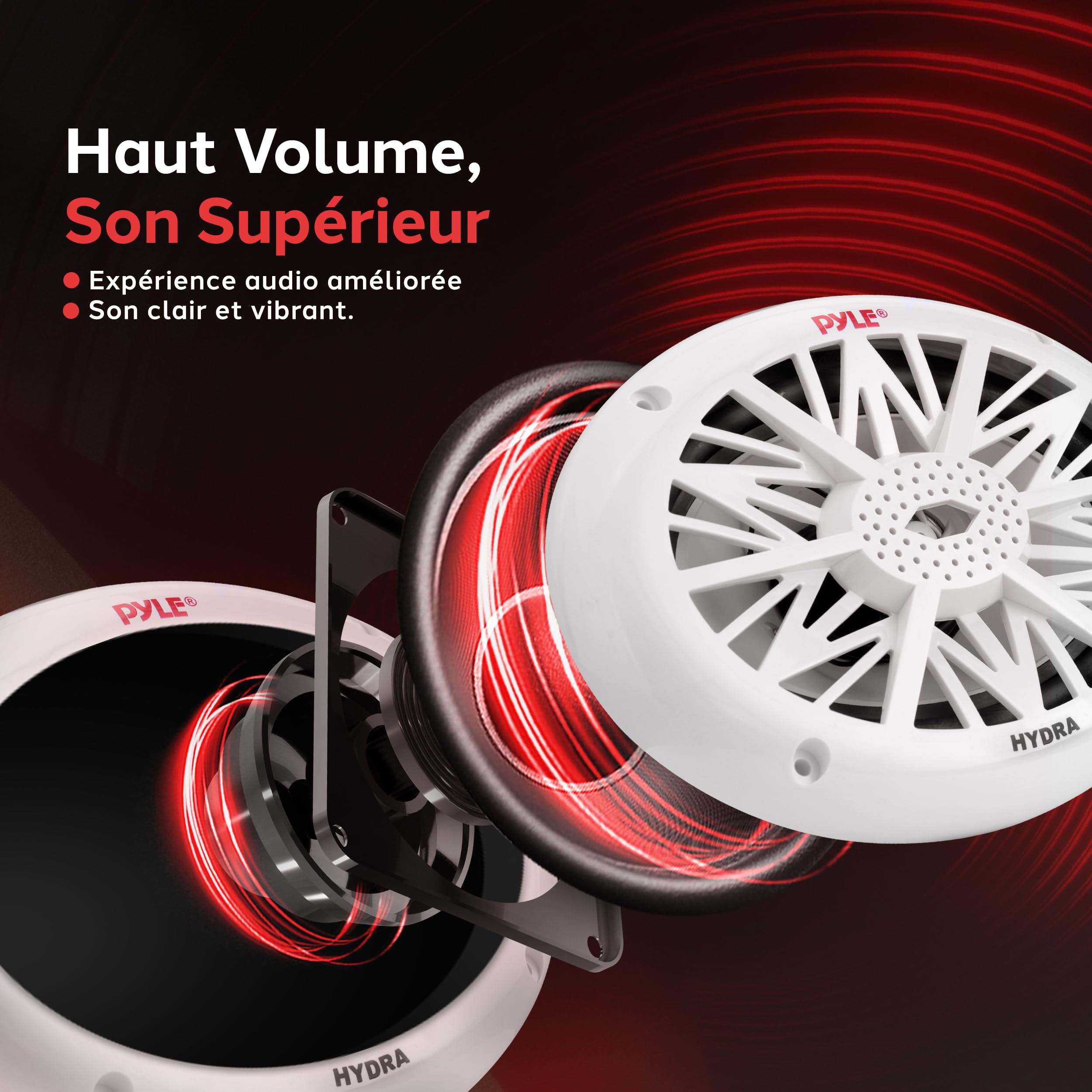 Pyle Haut-Parleurs Marines 6x9 Pouces - Système Audio Stéréo 2 Voies Résistant à l'eau et aux Intempéries avec Puissance de 260 Watts, Cones en Polycarbonate et Entourage en Tissu - 1 Paire