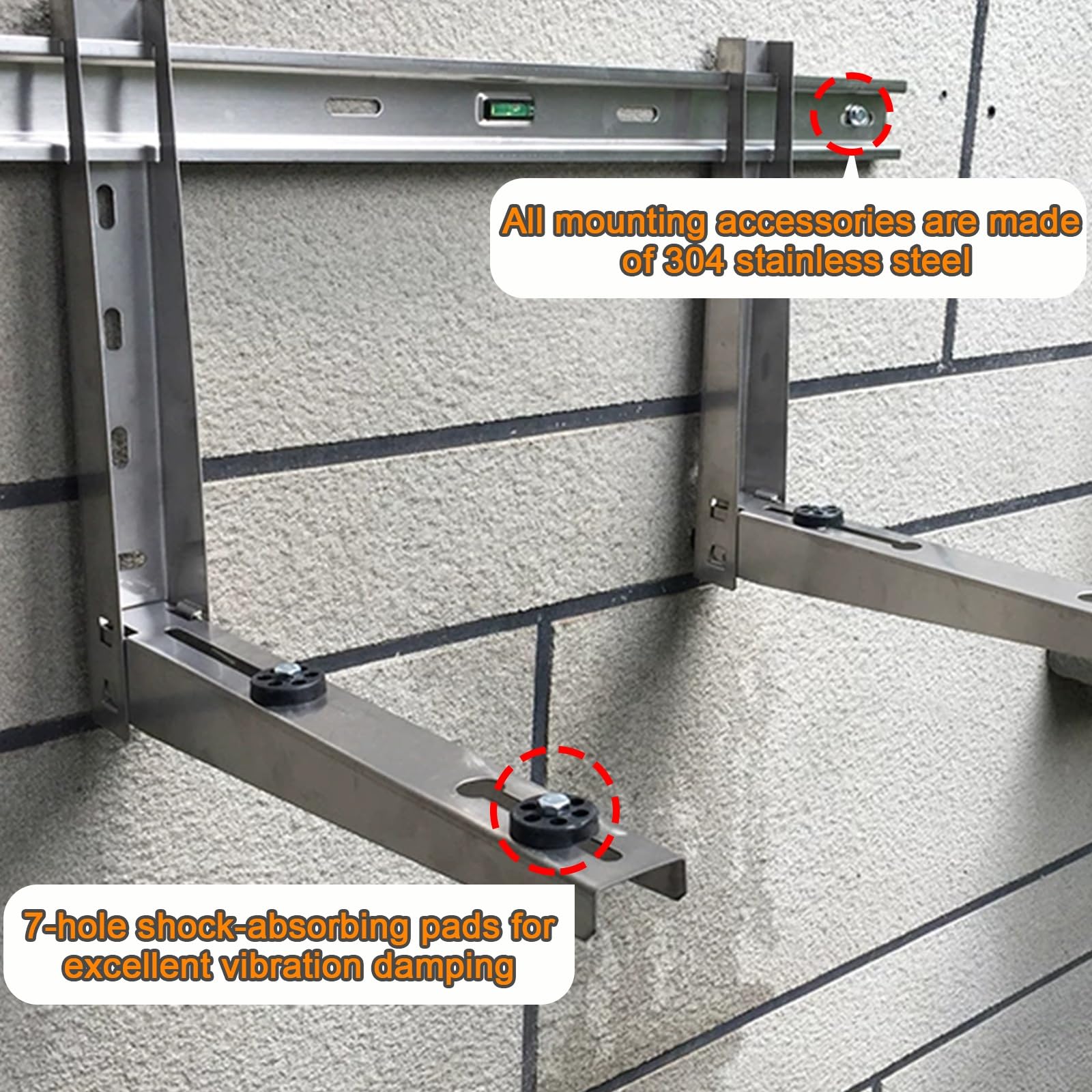 Soporte Aire Acondicionado Exterior de Pared para Mini Split de 9000-27000 BTU, Acero Inoxidable 304, Carga Máxima 120 Kg, Soporte Universal de Pared para Unidad Exterior