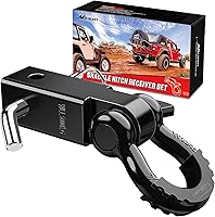 Nilight 2-Inch Shackle Hitch Receiver: 45,000 lbs Break Strength, 3/4" D-Ring Recovery Kit for Trucks, Jeeps & Off-Road Towing