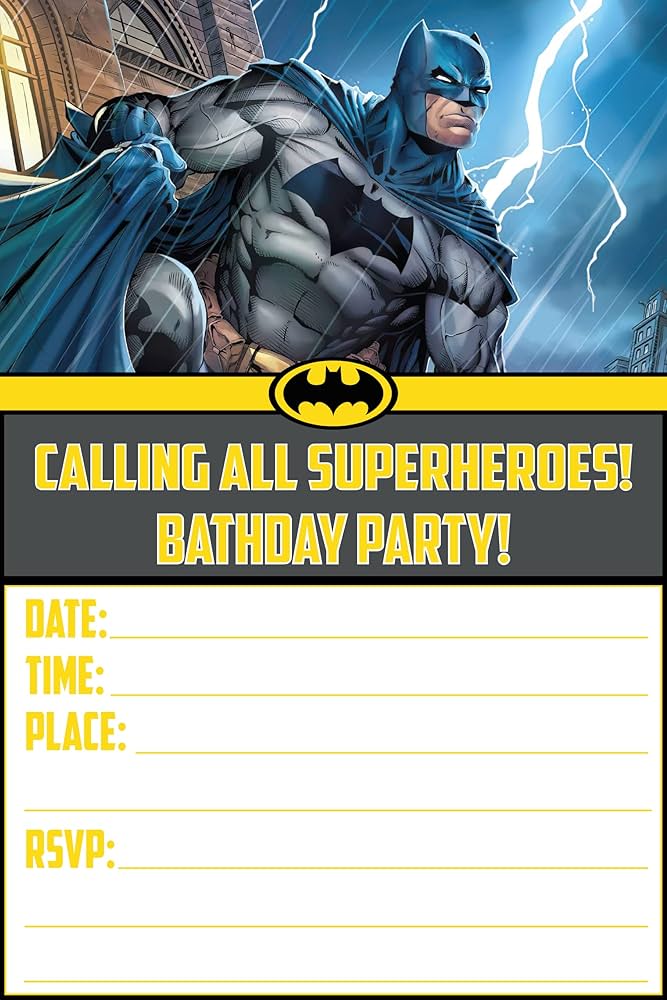 amazon-com-set-of-20-knight-of-shadows-hero-themed-happy-birthday-invitation-cards-envelopes-lightweight-240g-postcard-style-invites-for-the-perfect-party-pack-home-kitchen for Batman Birthday Invitations Free Printable Amazon.com : Set of 20 Knight of Shadows Hero -Themed Happy Birthday Invitation Cards & Envelopes - Lightweight (240g), Postcard Style Invites for the Perfect Party Pack : Home & Kitchen for Batman Birthday Invitations Free Printable