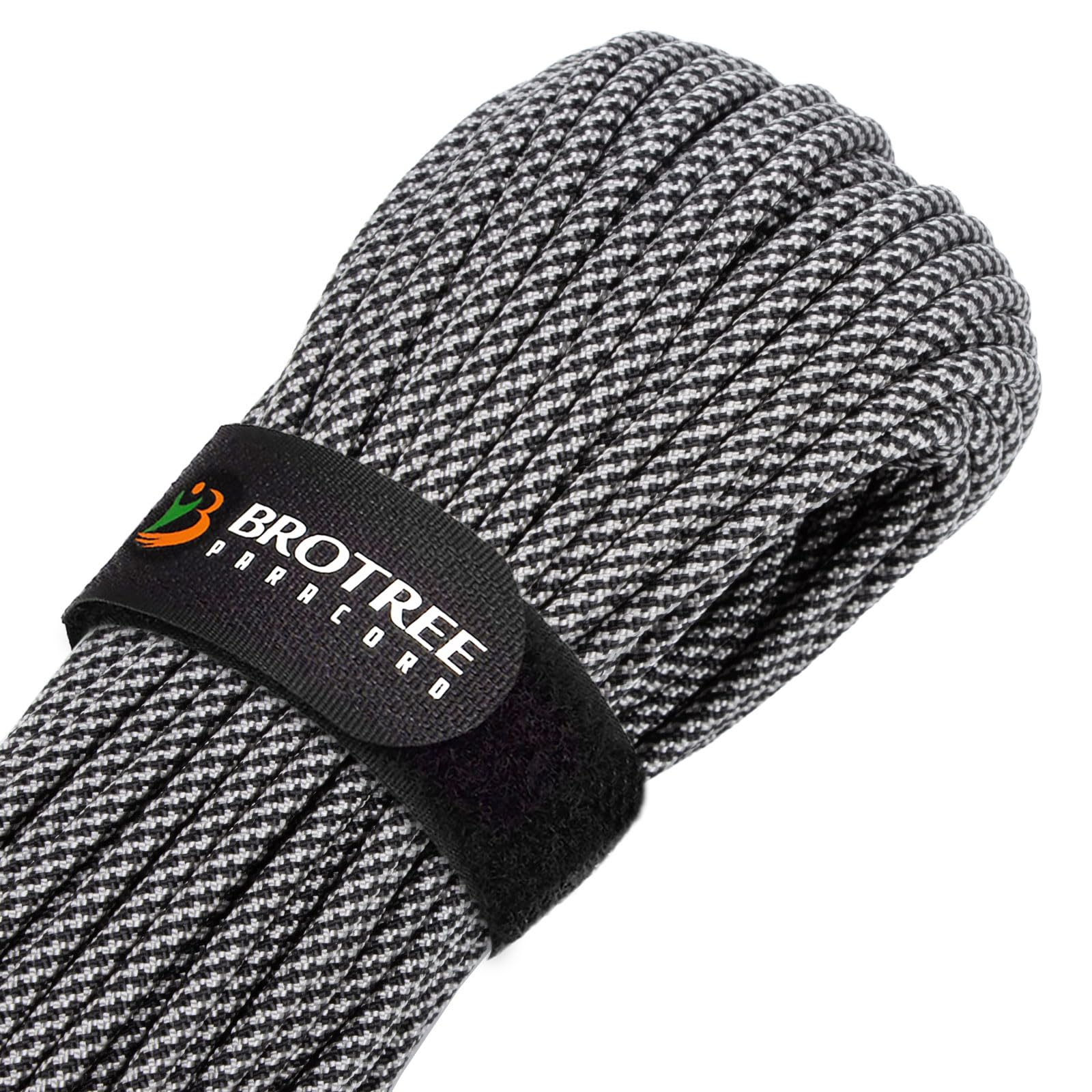 Brotree Paracord 4mm 9 Hebras Cuerda de 100% Nylon (15m, 30m, 50m) Tipo III Cuerda de Paracaídas para Supervivencia, Al Aire Libre, Bricolaje - 280kg Carga de Rotura (Gris Negro, 15m)