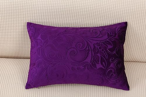 Miniatura 7 de TangDepot Funda de almohada en relieve de terciopelo pesado, tela de terciopelo anaglifo floral clásico, funda de almohada lumbar, funda de almohada