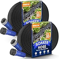 Winisok Heavy Duty Soaker Hose 100FT (2x50FT) - Leak-Proof Thickened Flat Drip Irrigation, Saves 80% Water for Gardens