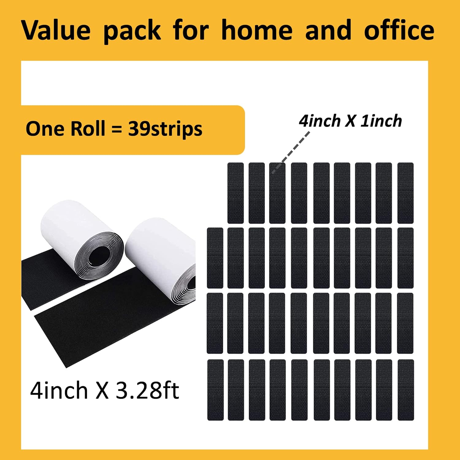 Hook and Loop Tape with Adhesive, Large Hook and Loop Sheets (4inch), Heavy Duty Industrial Strength Interlocking Tape for Office and Home (3.28ft Long) : Everything Else