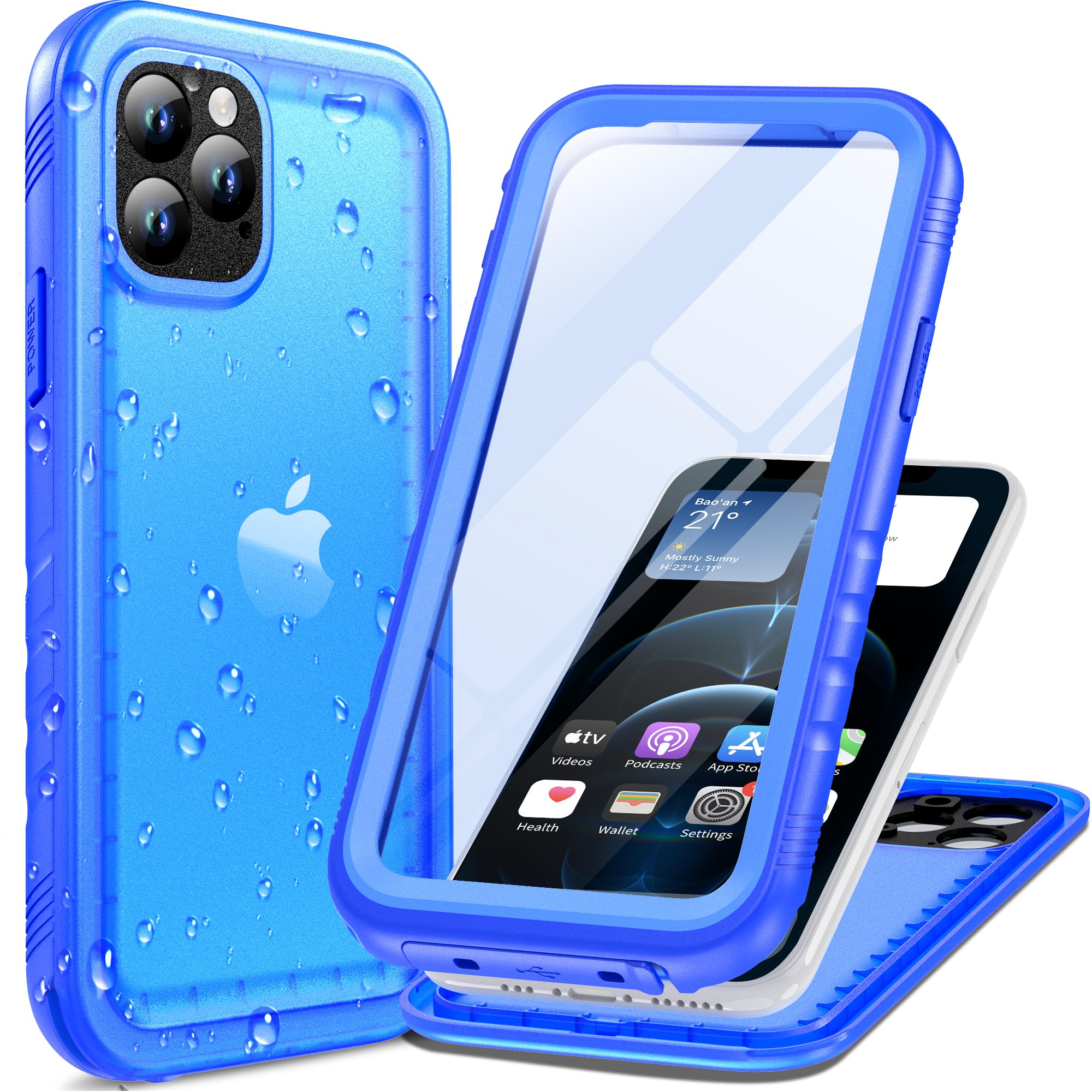 Cozycase für iPhone 12 Pro Max Wasserdichte Hülle - 360 Grad Komplettschutz Outdoor Panzerhülle/Schutzhülle/Bumper【IP68 Waterproof】 Staubdicht Unterwasser Wasserfest Handyhülle mit Kameraschutz - Blau