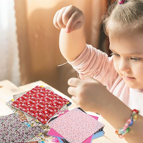 Miniatura 3 de 100 Pcs 8 x 8 Inch Cotton Fabric Squares No Repeat Pre Cut Quilting Fabric Bundles Multi Color Floral Square Patchwork Floral Printed Quilting