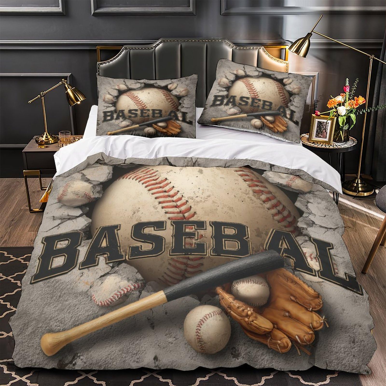 Linge de lit baseball 3D super doux pour transformer votre chambre d'adulte