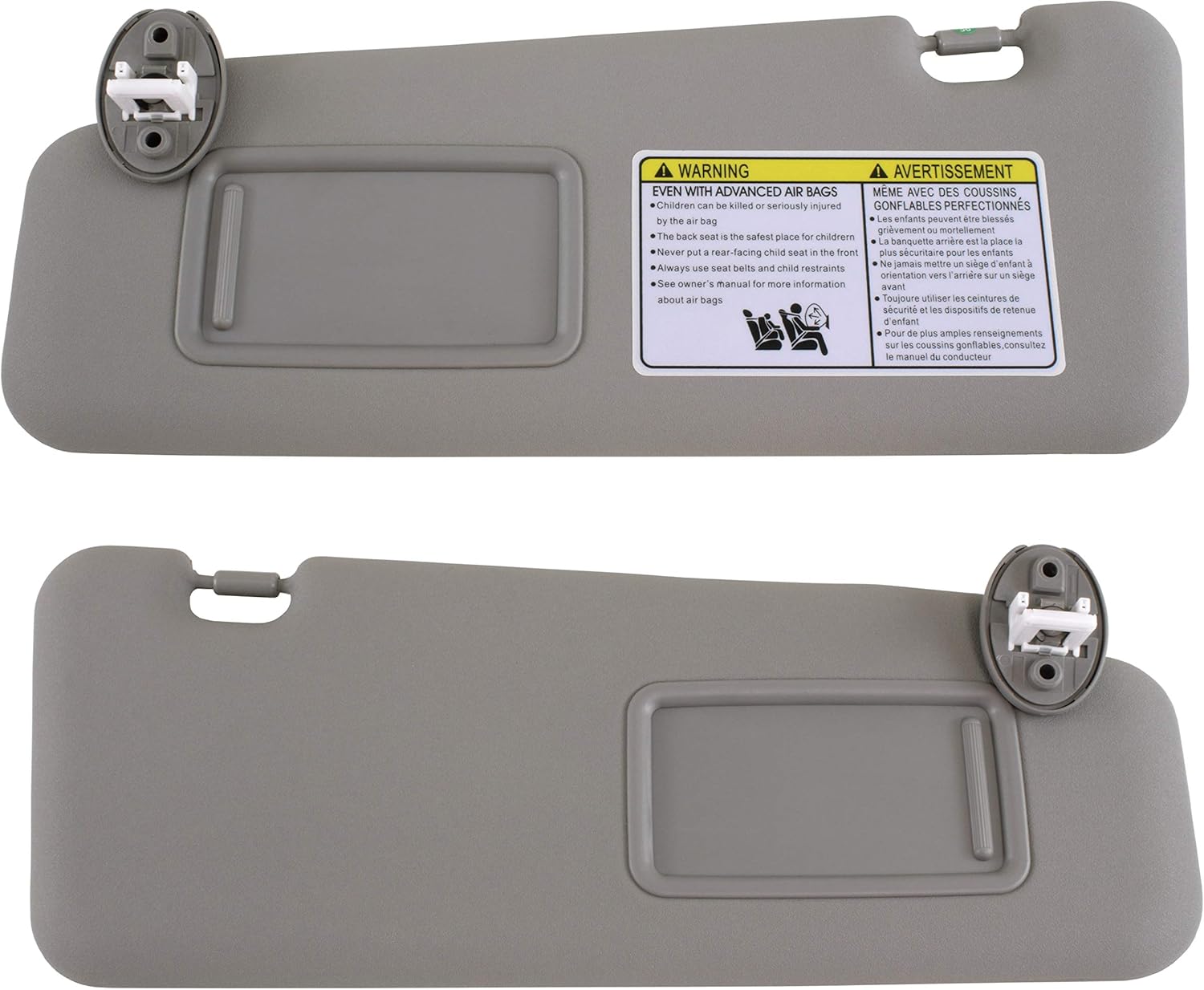 IAMAUTO 14788 Left Driver Right Passenger Pair Gray Sun Visor for Toyota Highlander W/Vanity Light 2008 2009 2010 2011 2012 2013