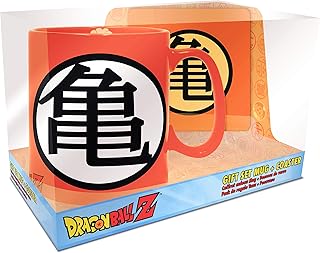 Dragon Ball Z Goku Symbols Gift Set Includes (1) Ceramic Coffee Mug 11 Fl Oz and (1) Coaster Anime Manga Drinkware Home Kitchen Merch Gift