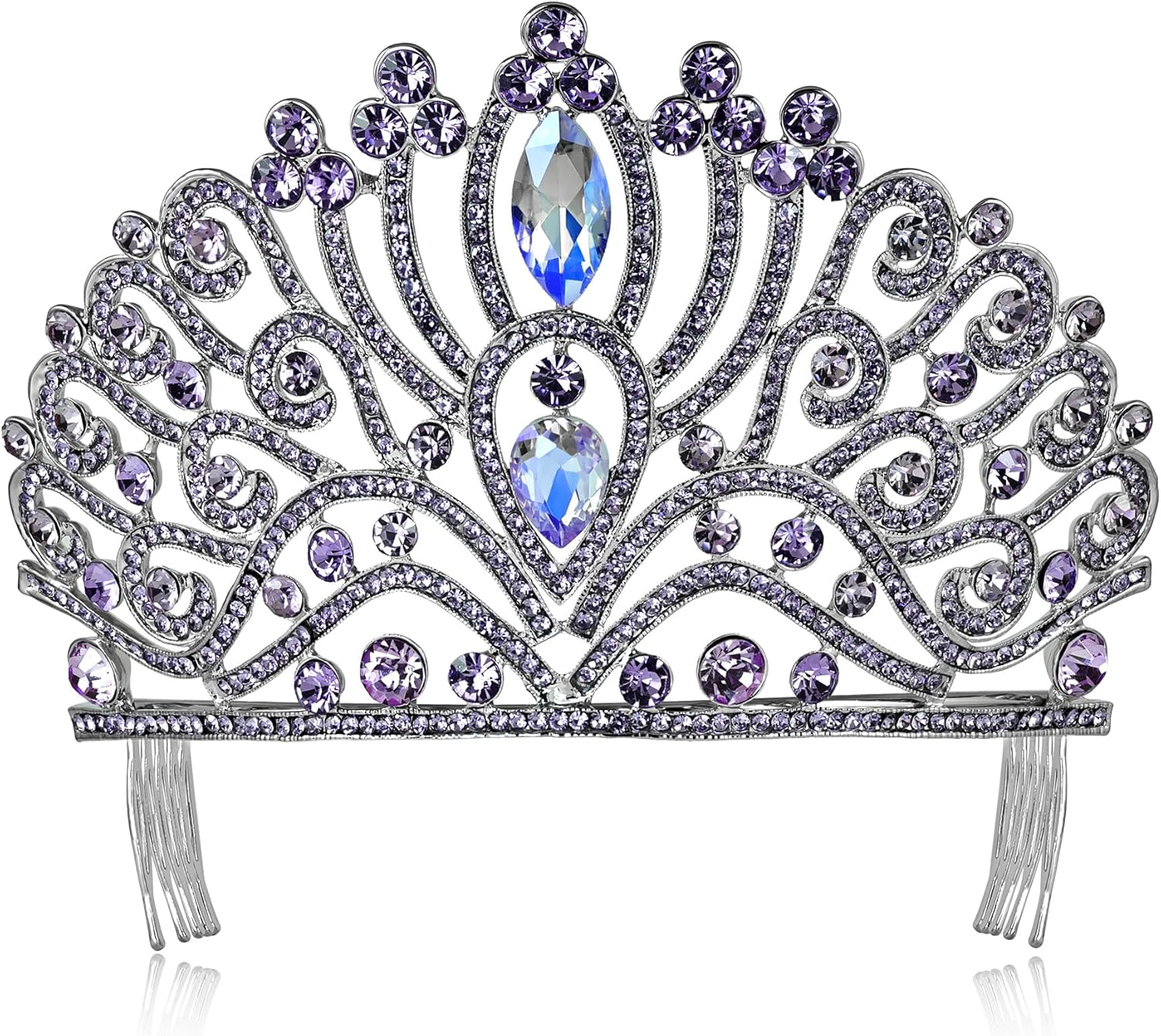 TWINKLING CLEAR WHITE AUSTRIAN CRYSTAL RHINESTONE TIARA CROWN WITH HAIR SIDE COMBS HAIR JEWELRY BRIDAL PRINCESS QUEEN COSTUME WEDDING PAGEANT T995