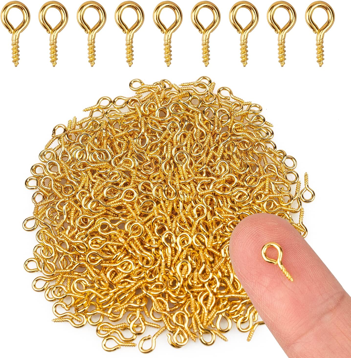 500PCS Small Screw Eye Pins, 4 x 8mm Small Eye Hooks for