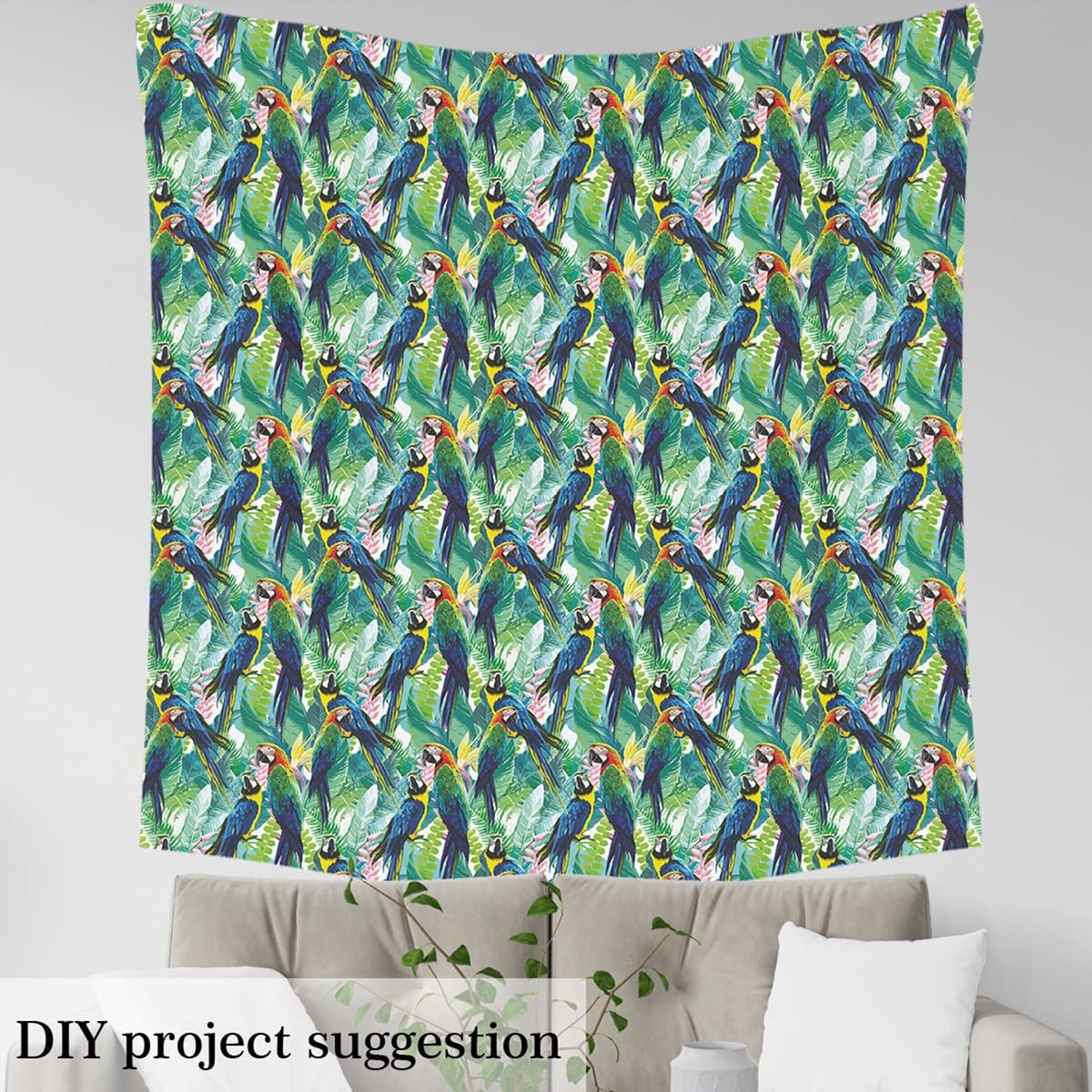 ABAKUHAUS Tessuto Tropicale A Metraggio – Pappagalli E Melograno, 1m X 148cm, Per Tappezzeria E Decorazione Casa