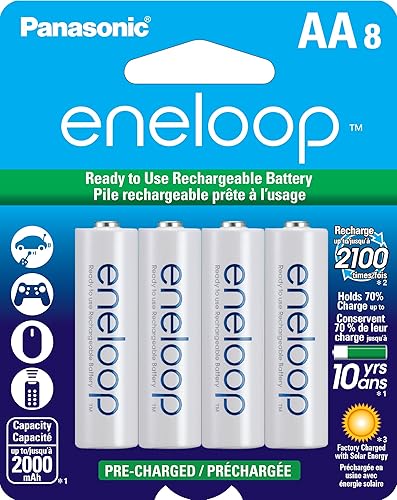 Miniatura 2 de Panasonic, pilas recargables eneloop AAA de 2100 ciclos de carga, Ni-MH, precargadas y pilas eneloop BK-3MCCA8BA AA de 2100 ciclos Ni-MH