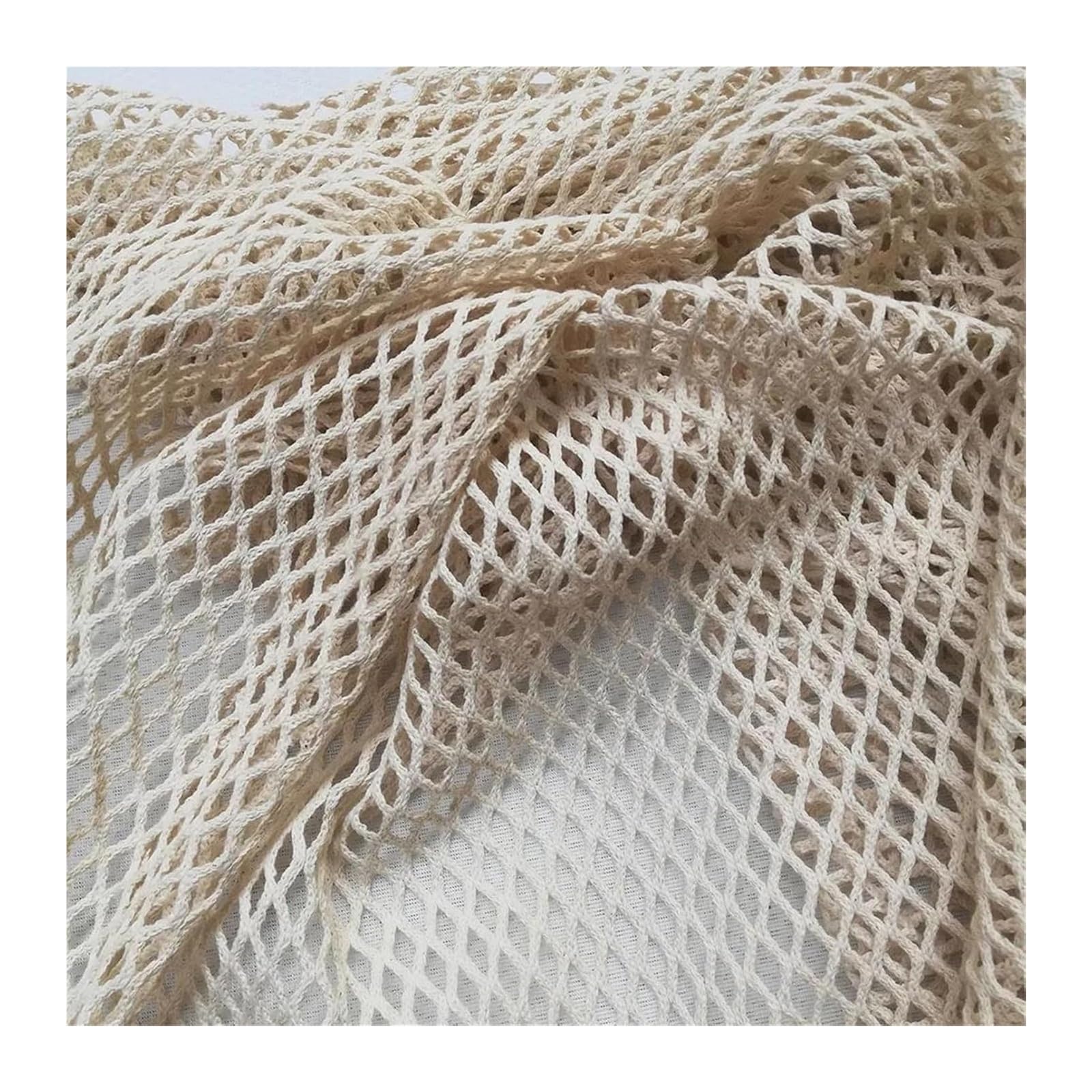 Sewing Mesh Fabric Polyester Cotton Hollow Knitted Inelastic Multicolor 1 Yard 90cmx145cm(Black,Many Yards not Cut)