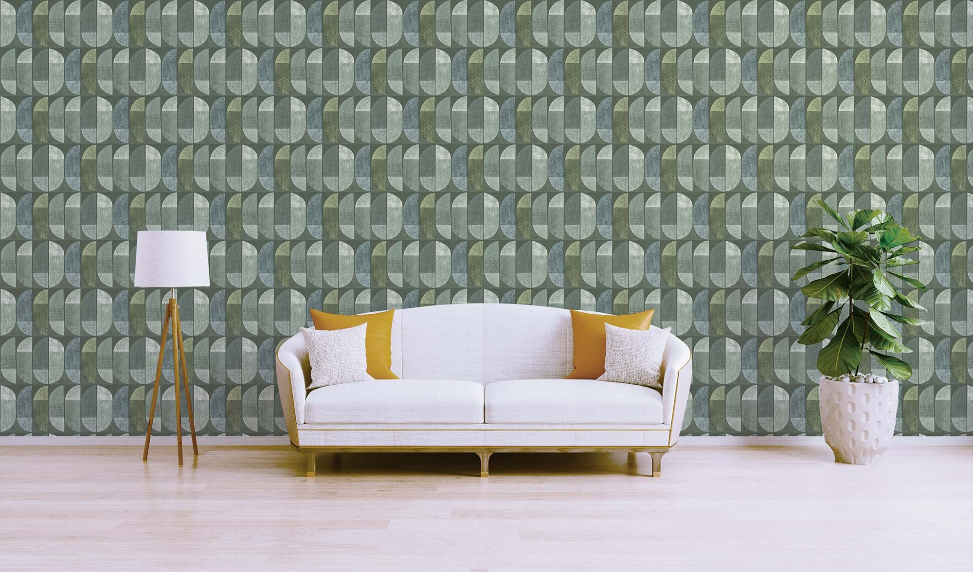 Livingwalls Fotobehang cirkels modern grijs beige 383071 vliesbehang stippen kinderkamer 3,71 x 2,80 m Made in Germany