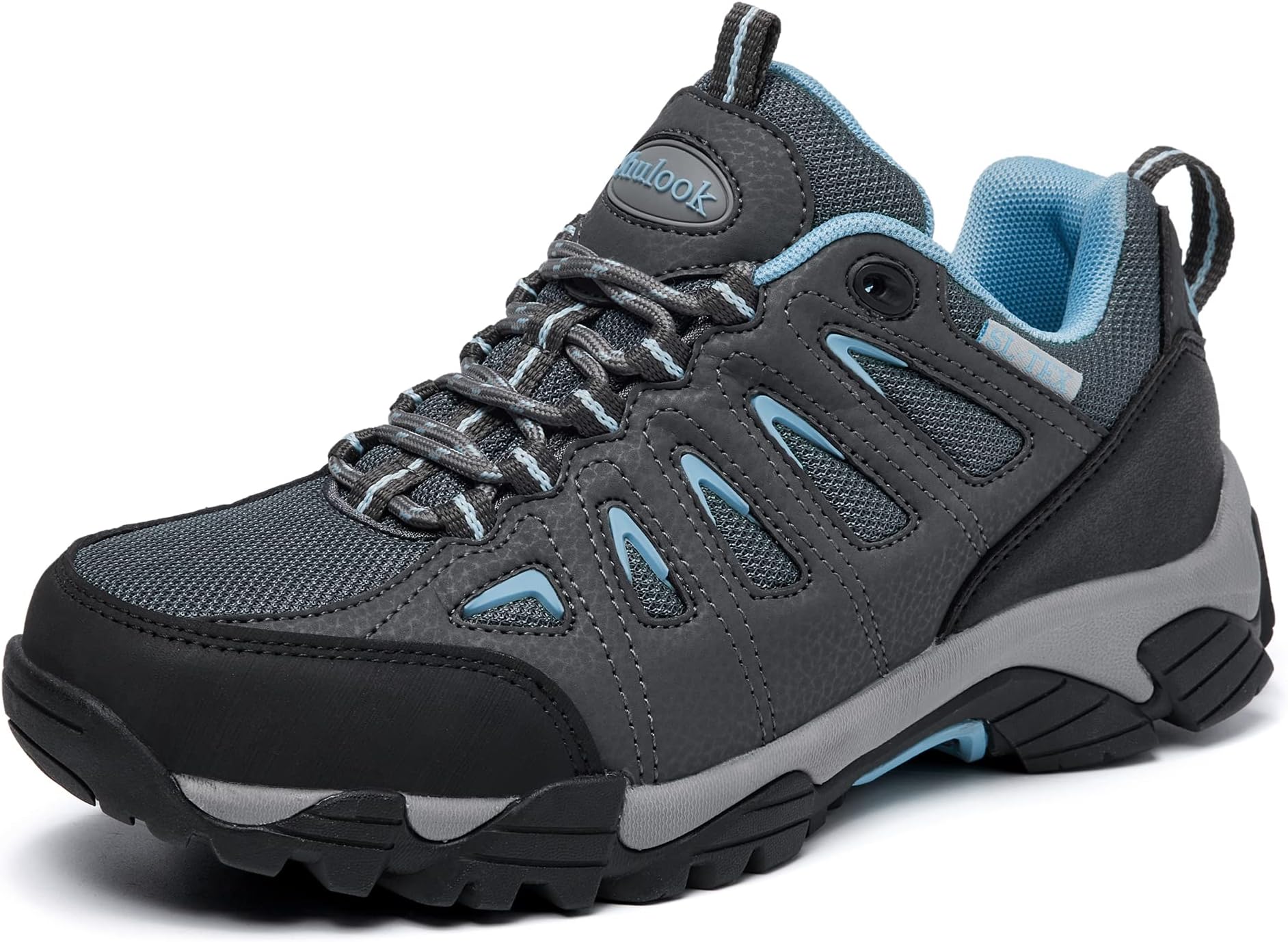 SHULOOKHiking Shoes Women | Waterproof Shoes for Women | Comfortable & Light-Weight & Non-Slip | Women's Hiking Shoes Walking Trekking Camping Tennis Sport Sneakers Grey Blue 10.5