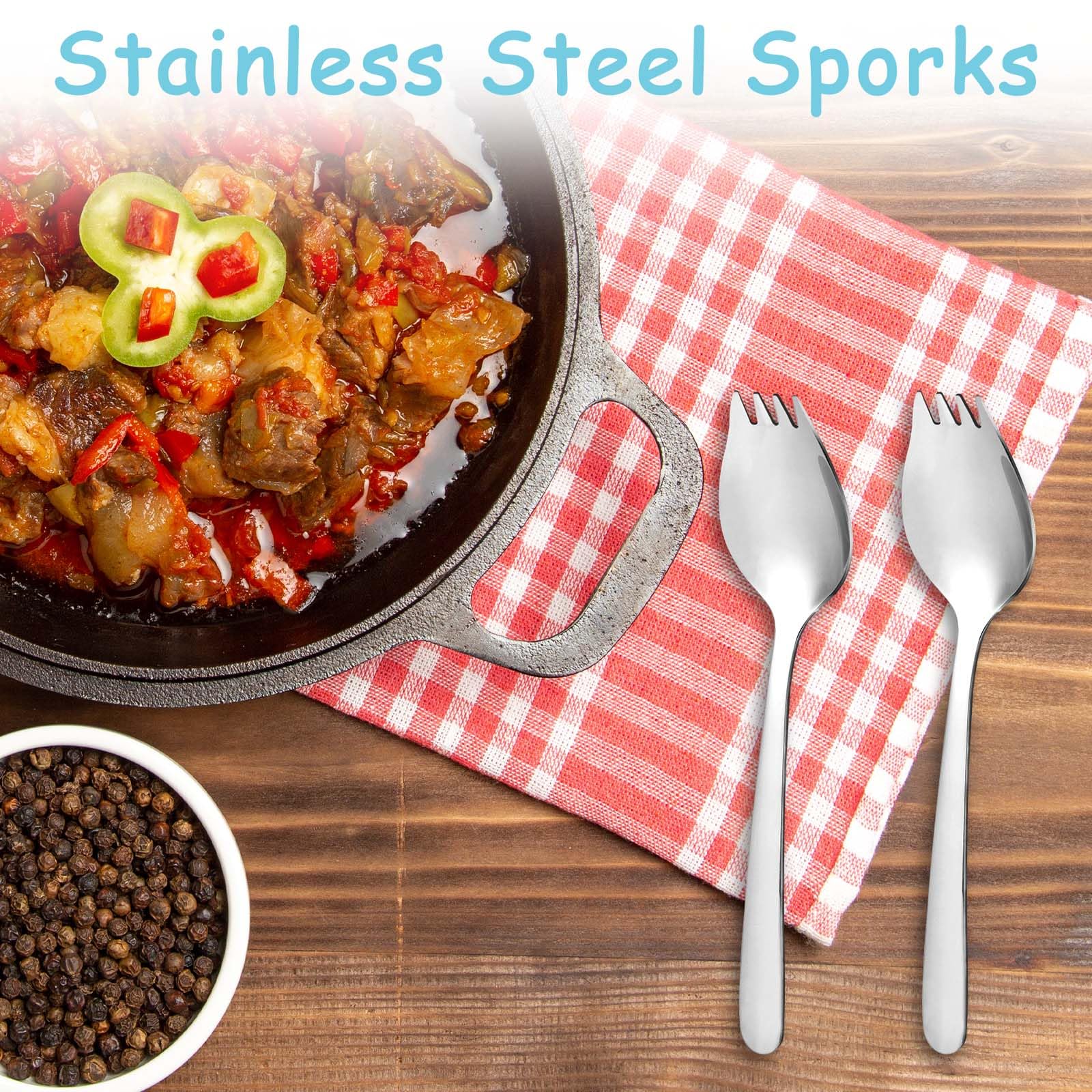 YOYEAH Salatbesteck Set 4-teilig Edelstahl - Servierlöffel & Gabel 20cm