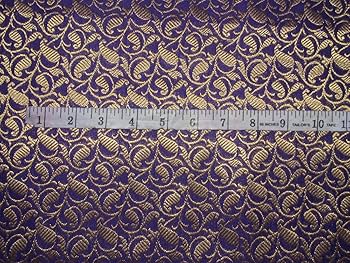 Amazon.com: Brocade Fabric Purple x Metallic Gold 44